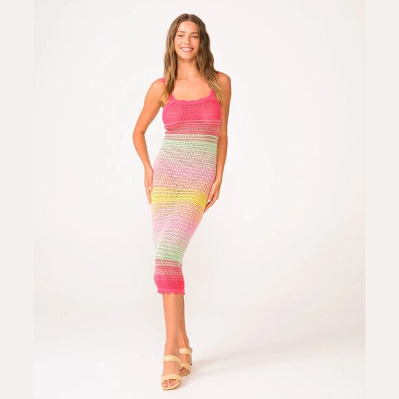 PQ Swim Reese Crochet Cover-up Dress in Cranberry Multi - Picture 4 of 4